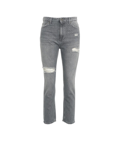 Jeans "Cindy" con strass #grigio