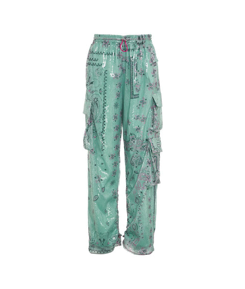 Pantaloni cargo con paillettes #verde
