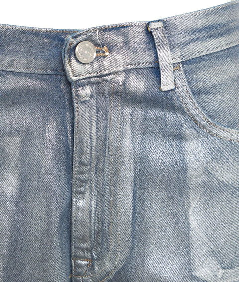 Pantaloni metallici in denim #argento
