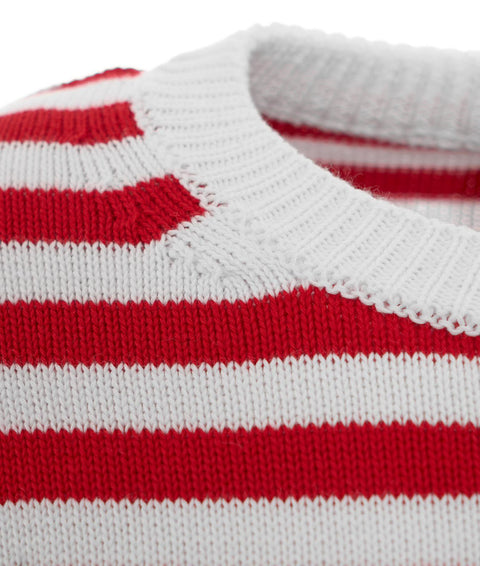 Maglione in maglia a righe #rosso