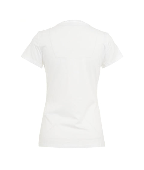 T-shirt con logo e perle #bianco