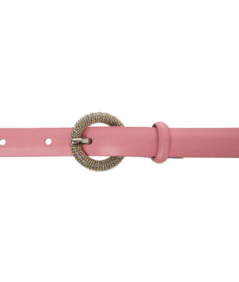 Cintura in pelle con fibbia #pink