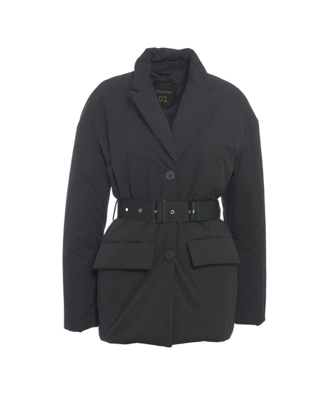 Piumino con cintura in vita