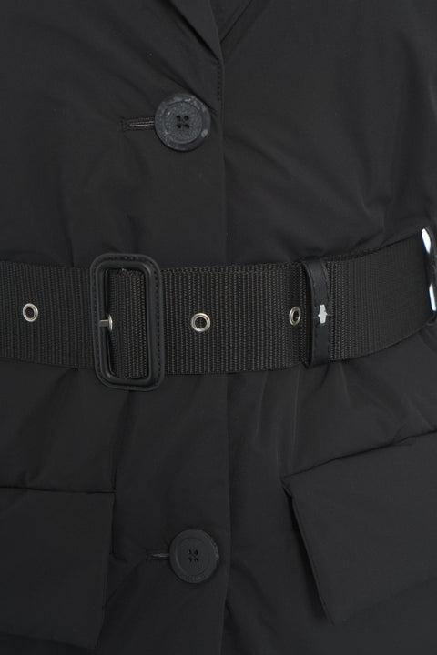 Piumino con cintura in vita