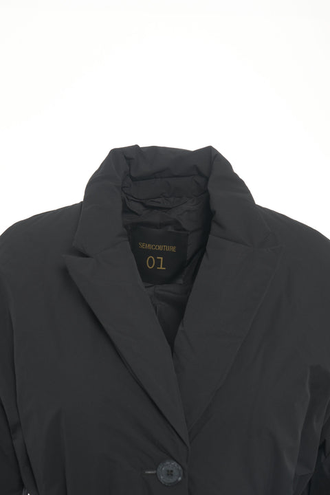 Piumino con cintura in vita