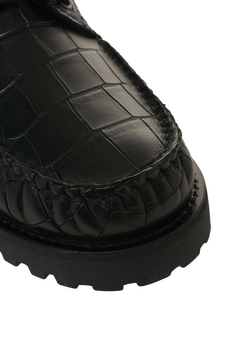 Scarpe stringate effetto coccodrillo