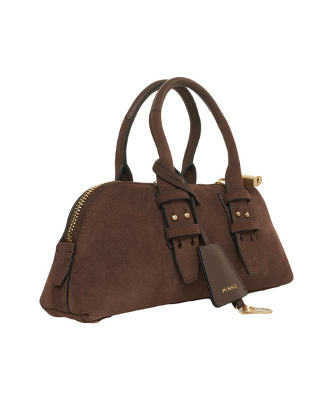 Borsa a mano in pelle scamosciata