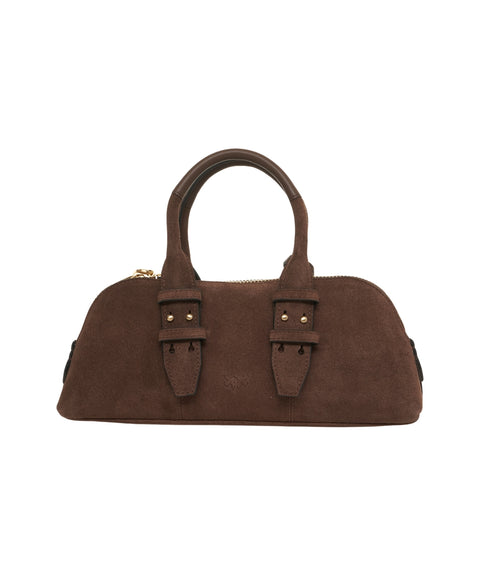 Borsa a mano in pelle scamosciata