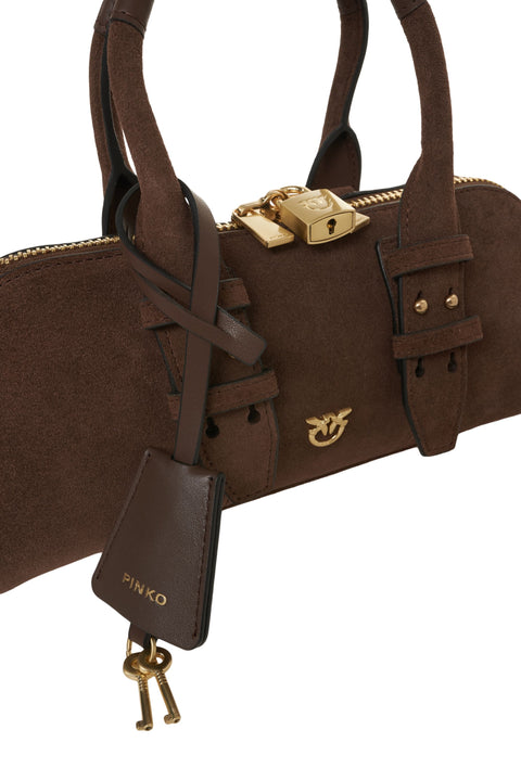 Borsa a mano in pelle scamosciata