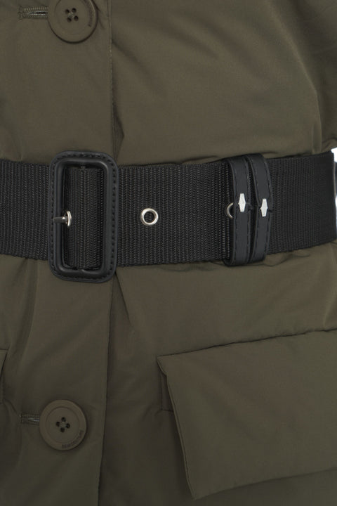 Piumino con cintura in vita