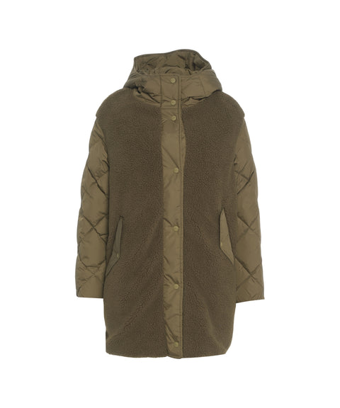 Piumino con inserto in ecopelliccia