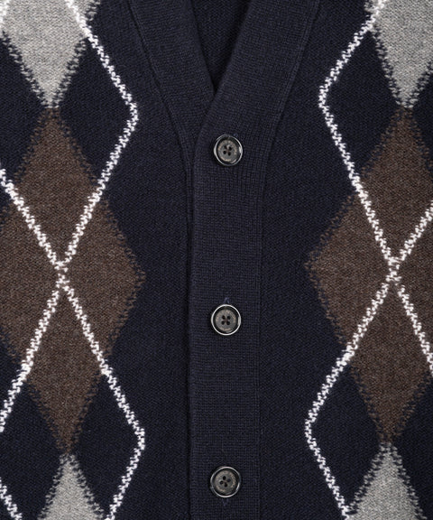Cardigan with argyle pattern