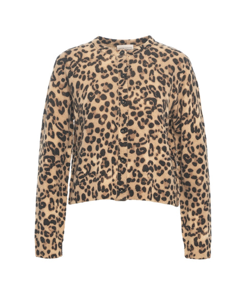 Cardigan in maglia con stampa animalier