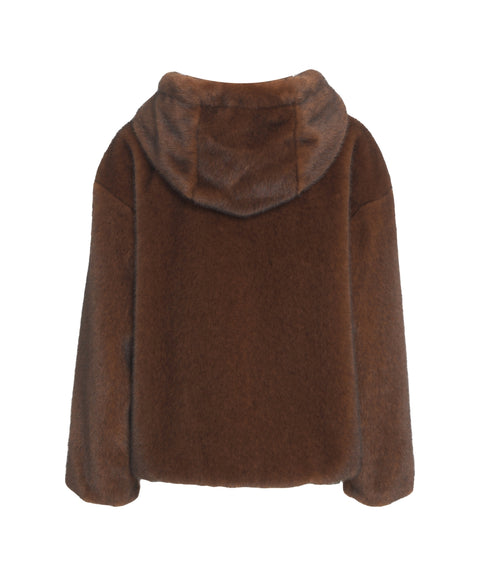 Giacca con cappuccio in ecopelliccia