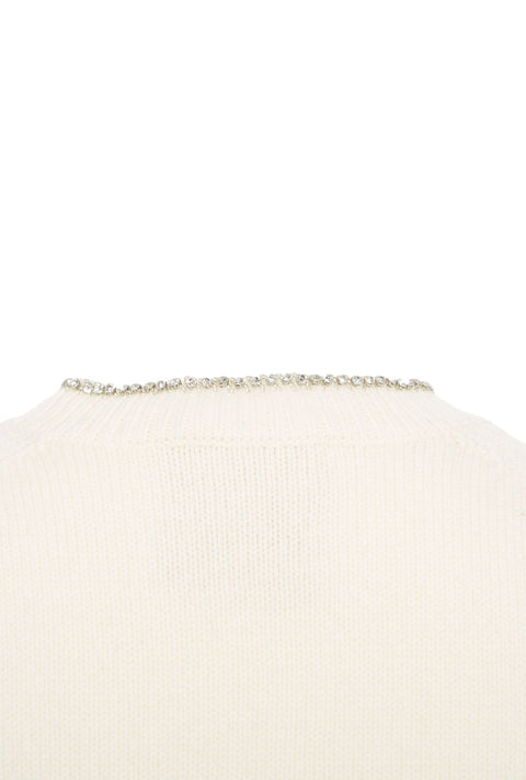 T-shirt in maglia con applicazione in strass