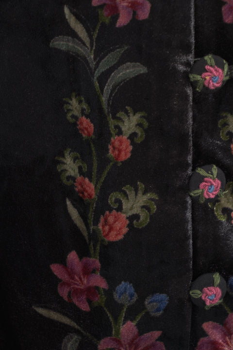 Top in velluto con motivo floreale