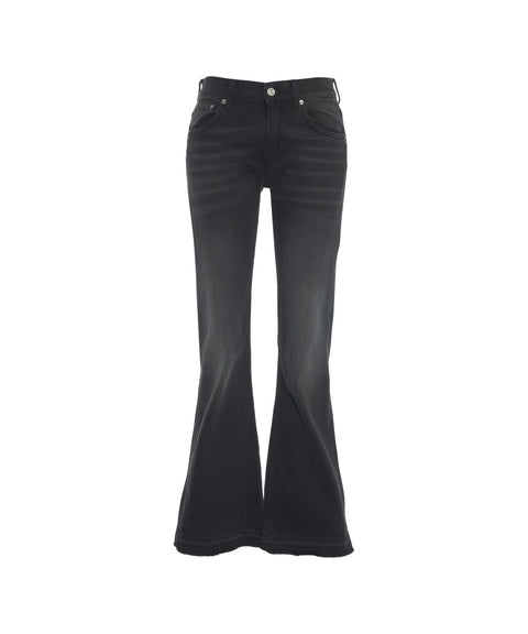 Flared Jeans mit Fransensaum