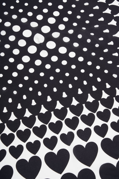 Silk foulard with heart print and logo print