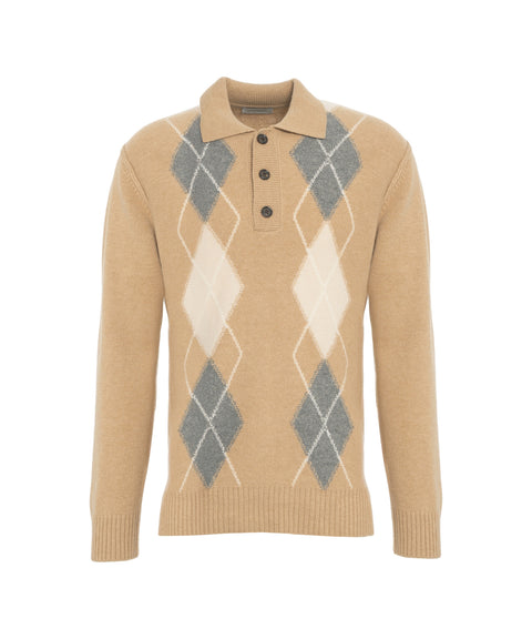 Polo in maglia con motivo argyle