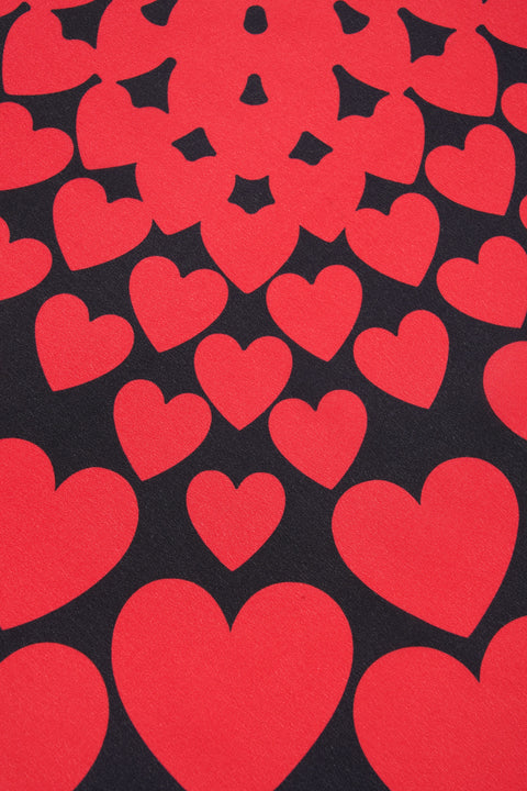 Silk foulard with heart print and logo print