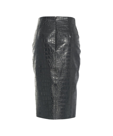 Bleistiftrock mit Krokodilprägung