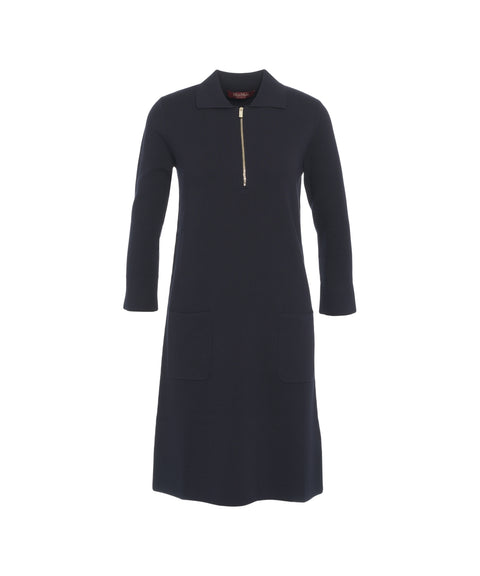 Abito midi con colletto e cerniera