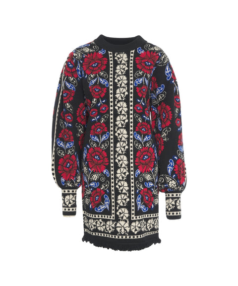 Strickkleid mit Floralem Muster