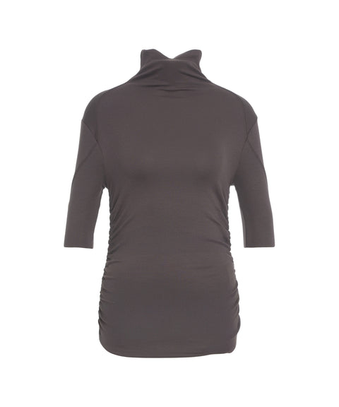 Rollkragen T-Shirt mit Raffungen