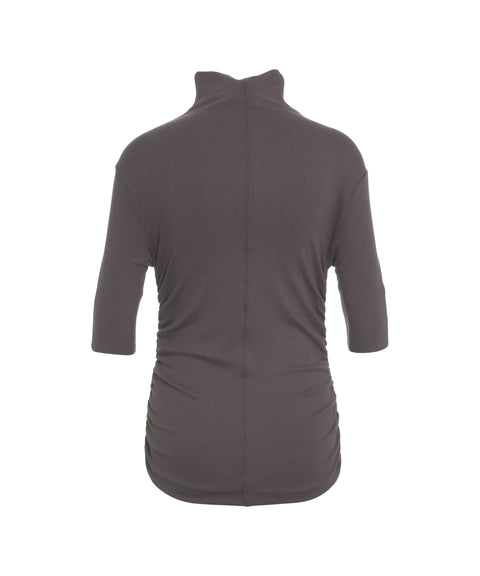 Rollkragen T-Shirt mit Raffungen