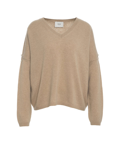 Maglione in cashmere con perle