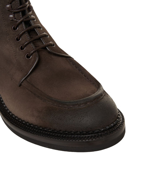 Stivali stringati in pelle scamosciata