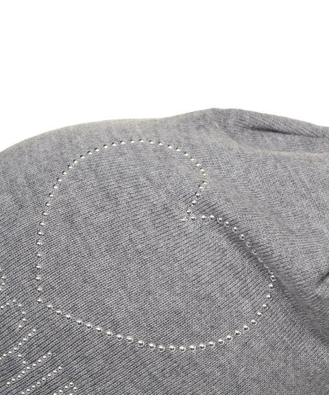 Berretto in maglia con applicazione strass