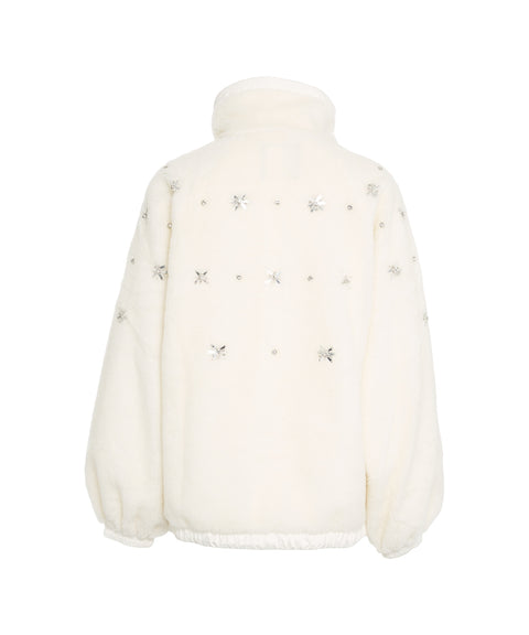 Giacca in ecopelliccia con strass