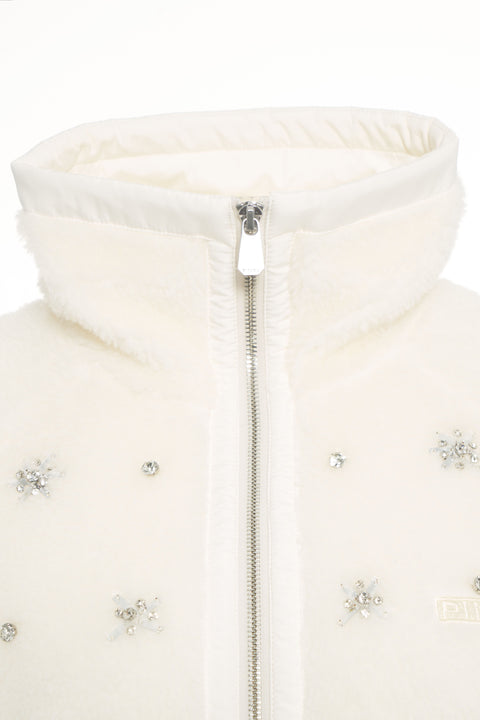 Giacca in ecopelliccia con strass