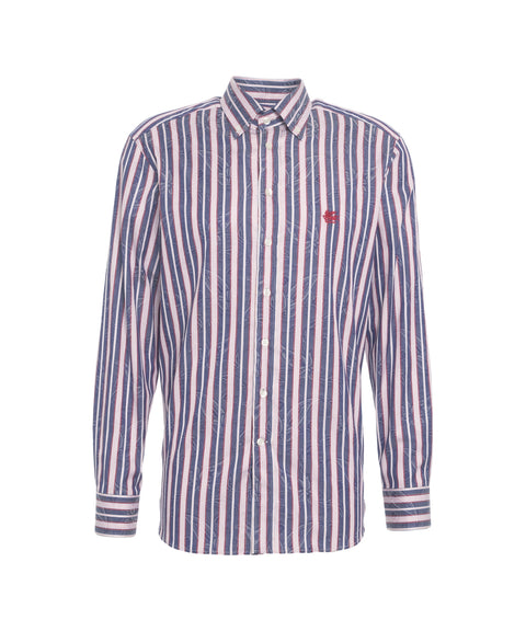 Camicia a righe con ricamo logo