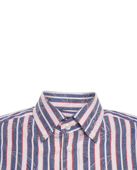 Camicia a righe con ricamo logo