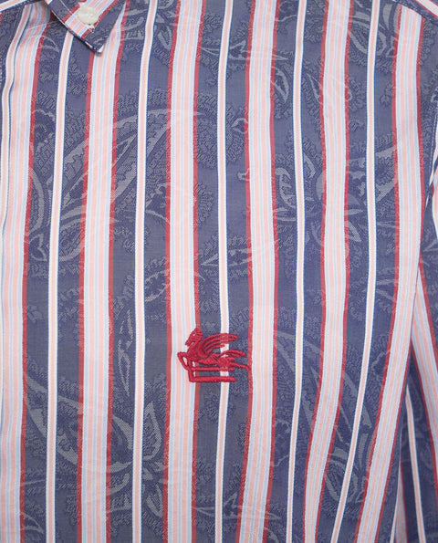 Camicia a righe con ricamo logo