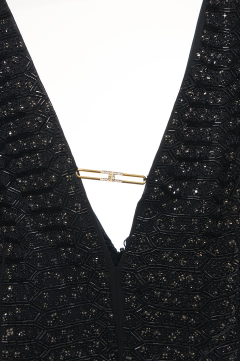 Abito maxi con paillettes