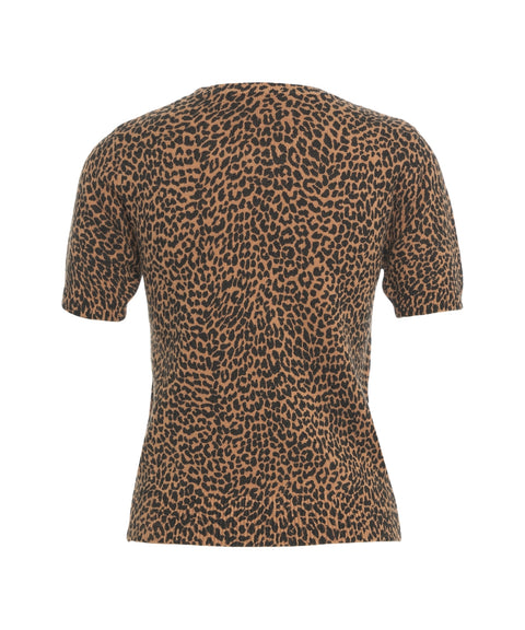 Top in maglia con stampa animalier