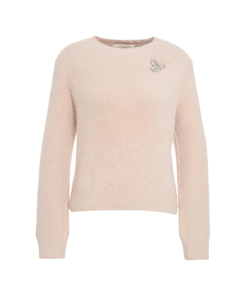 Teddy Pullover mit Brosche