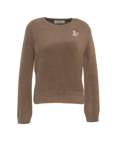 Teddy Pullover mit Brosche