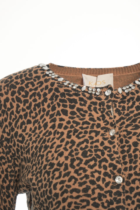 Cardigan con stampa animalier