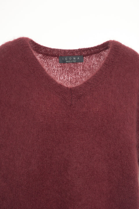 Maglia in mohair con scollo a V