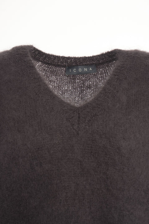 Mohairpullover mit V-Ausschnitt