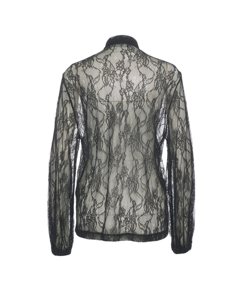 Camicia in pizzo con dettagli a fiocco