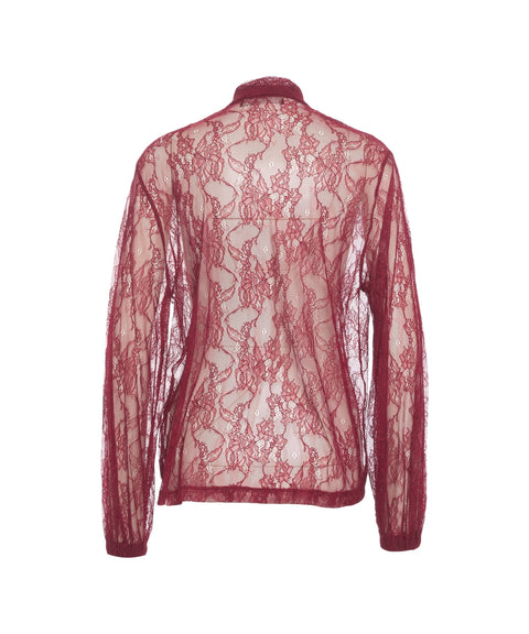 Camicia in pizzo con dettagli a fiocco