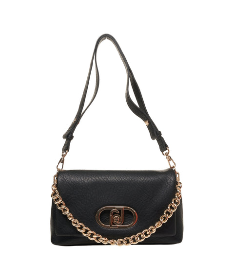 Bolso Negro LIU JO Con Cadena Dorada - Diseño Elegante, Bolsillo Exterior, Forma De Media Luna