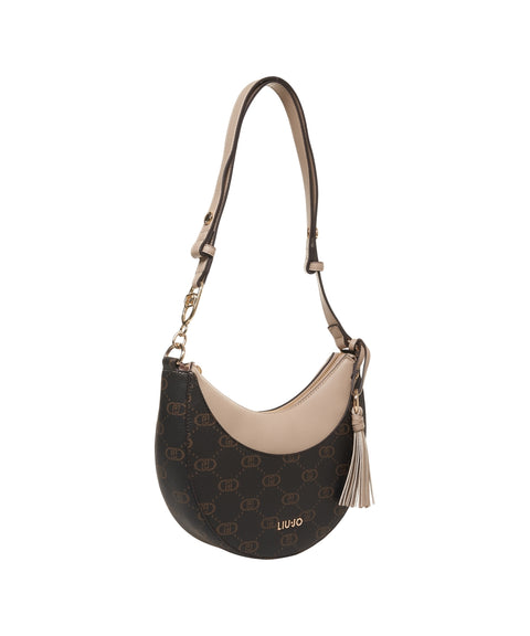 Crescent bag with logo print