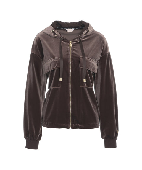 Felpa con cappuccio in velluto