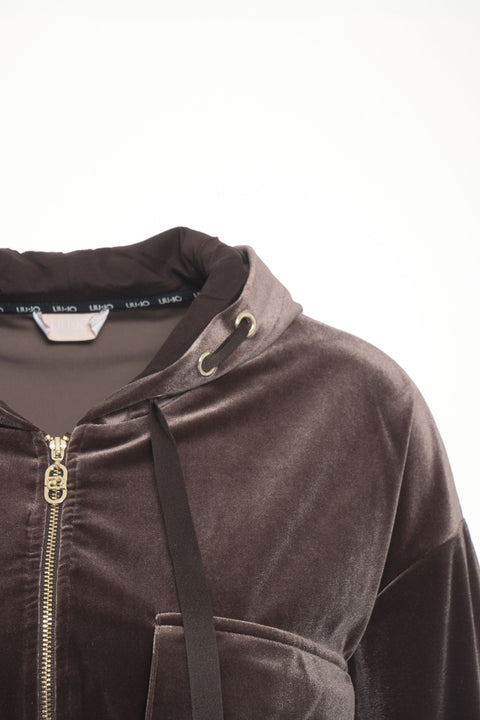 Felpa con cappuccio in velluto